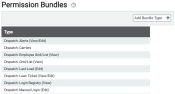 Permission Bundles screen